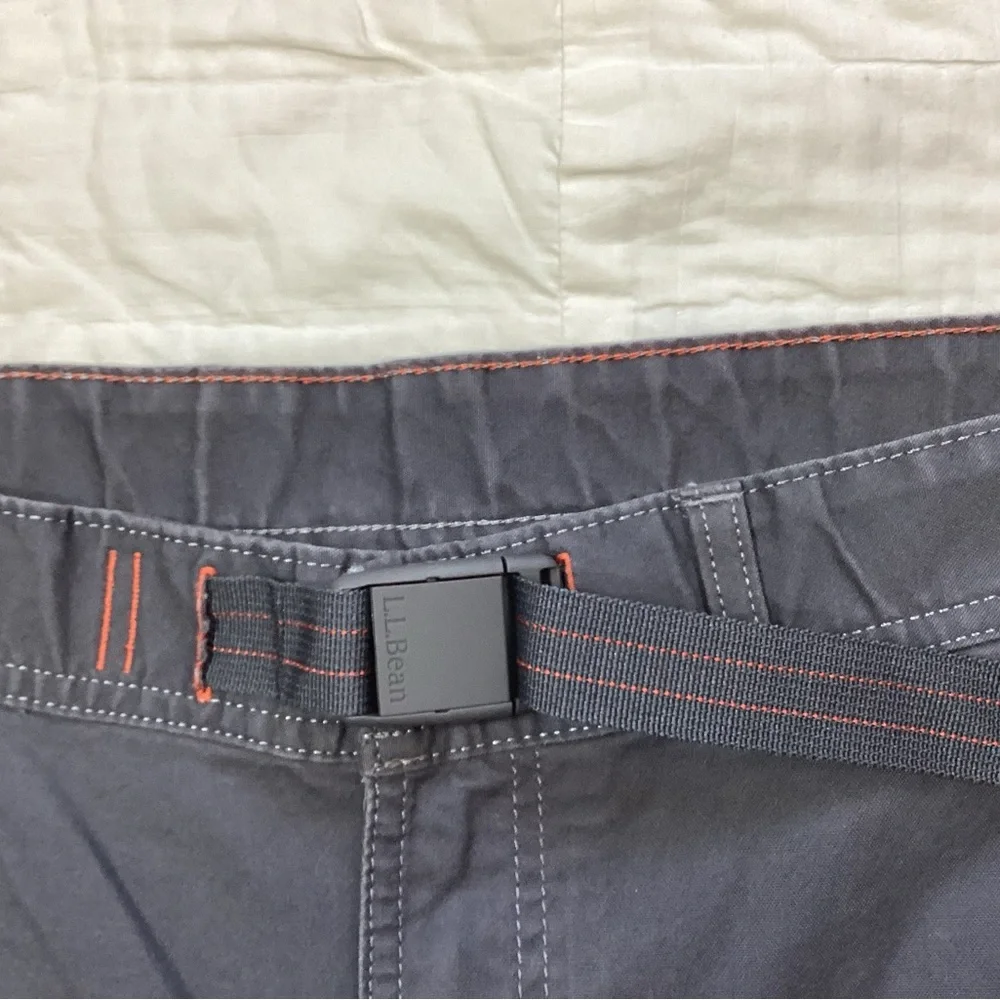 Mens LL‎ Bean Traverse Crag Belted Canvas Hiking Shorts Dark Gray 38.